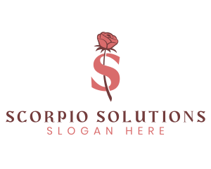 Floral Rose Letter S logo design