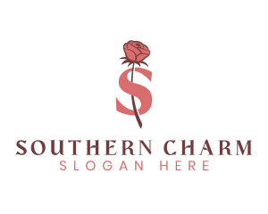 Floral Rose Letter S logo design