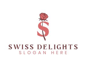 Floral Rose Letter S logo design