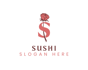 Floral Rose Letter S logo design