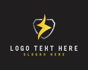 Electricity - Power Lightning Shield logo design