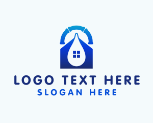 Water - Blue House Water Drop Plumbing logo design