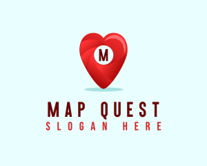 Heart Location Pin logo design