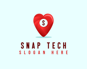 Snap - Heart Location Pin logo design