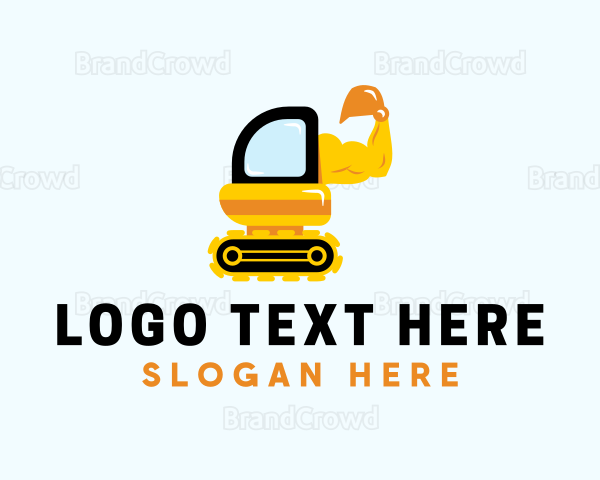 Excavator Biceps Cartoon Logo