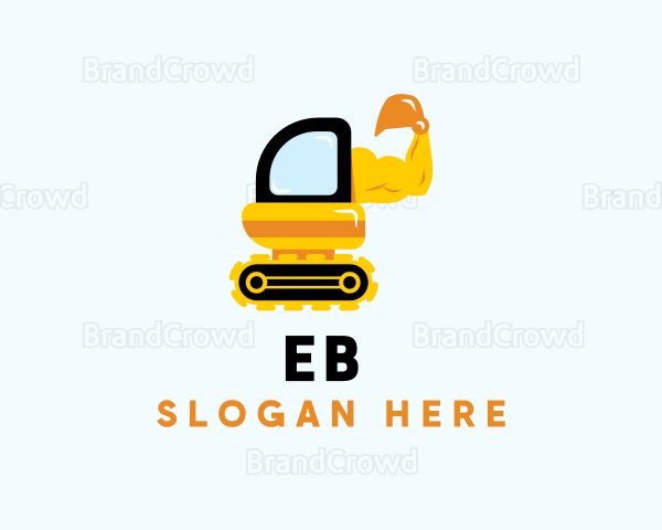 Excavator Biceps Cartoon Logo