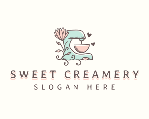 Floral Baking Mixer logo design