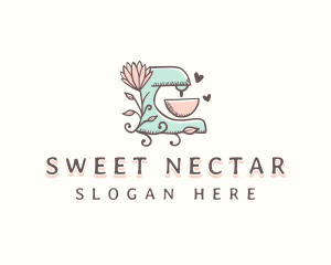 Floral Baking Mixer logo design