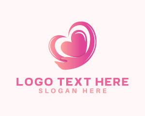 Hand - Pink Heart Hand logo design