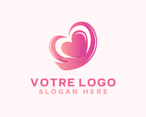 Care - Pink Heart Hand logo design