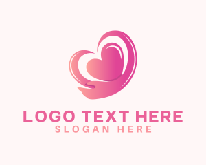 Pink Heart Hand  Logo