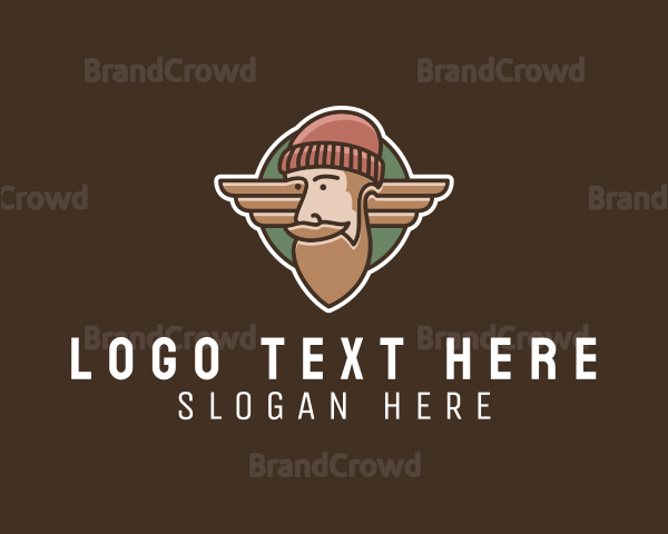 Hipster Lumberjack Wings Logo