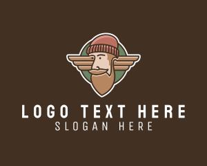 Hipster Lumberjack Wings Logo