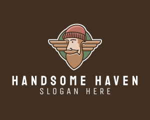 Handsome - Hipster Lumberjack Wings logo design