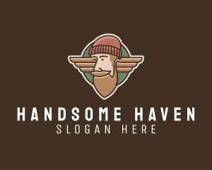 Hipster Lumberjack Wings logo design