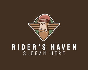 Biker - Hipster Lumberjack Wings logo design