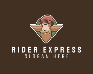 Rider - Hipster Lumberjack Wings logo design