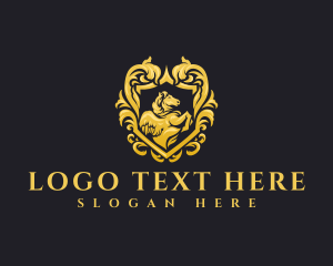 Equestrian - Luxury Pegasus Shield logo design