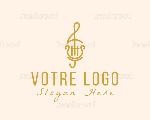 Treble Clef Harp Lyre Logo