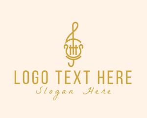 Classical Music - Treble Clef Harp Lyre logo design