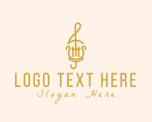 Treble Clef Harp Lyre Logo