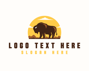 Buffalo - Bison Outdoor Mountain logo design