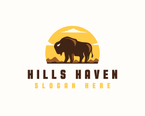 Bison Outdoor Mountain logo design