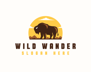 Bison Outdoor Mountain logo design