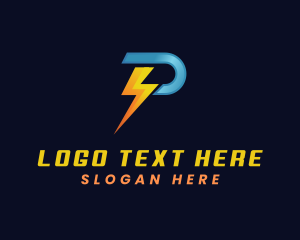 Energy - Power Electricity Lightning Letter P logo design