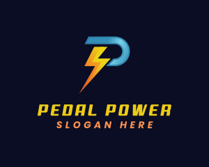 Power Electricity Lightning Letter P logo design