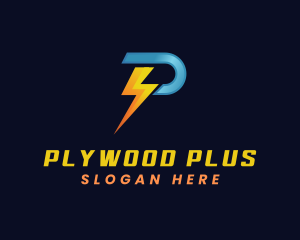 Power Electricity Lightning Letter P logo design