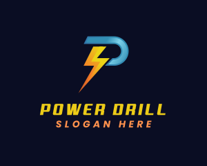 Power Electricity Lightning Letter P logo design