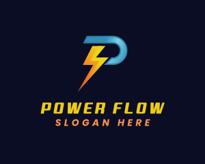 Power Electricity Lightning Letter P logo design