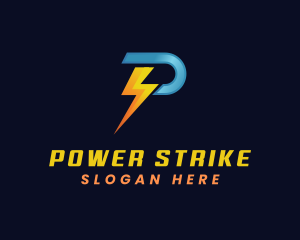 Power Electricity Lightning Letter P logo design