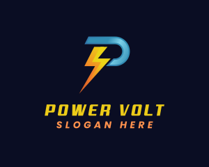 Power Electricity Lightning Letter P logo design