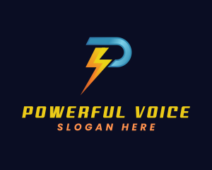 Power Electricity Lightning Letter P logo design