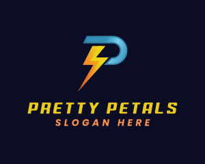 Power Electricity Lightning Letter P logo design