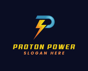 Power Electricity Lightning Letter P logo design