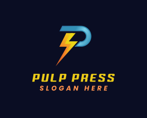 Power Electricity Lightning Letter P logo design