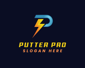 Power Electricity Lightning Letter P logo design