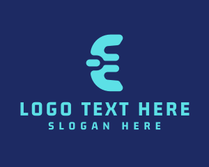 Negative Space - Cyber Digital Letter E logo design