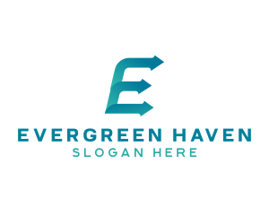 Investment Arrow Letter E logo design