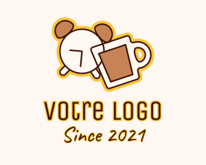 Latte - Coffee Alarm Clock Time logo design