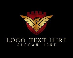 Falcon - Golden Eagle Shield logo design