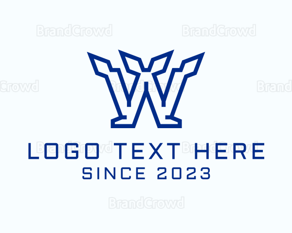 Minimalist Tech Gaming Letter W Logo