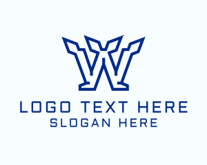 Minimalist Tech Gaming Letter W Logo