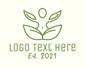 Stretching - Green Leaf Yoga logo design