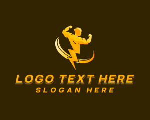 Bodybuilding - Man Electric Lightning logo design