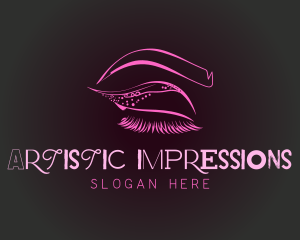 Pink Eyelashes Eyebrows logo design