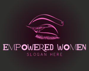 Pink Eyelashes Eyebrows logo design